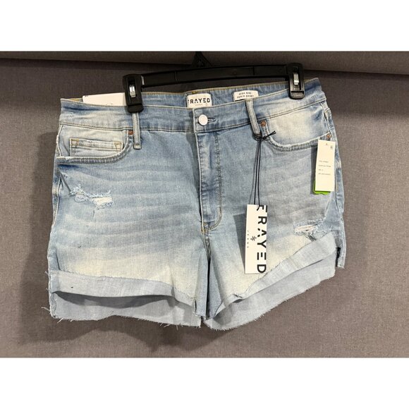 Frayed Jeans High Rise Denim Shorts Size 31 Gulf Stream Light Wash Distressed - Picture 1 of 6